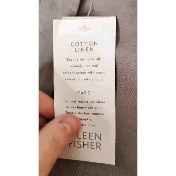 Eileen Fisher Cropped Wide Leg Cuffed Linen Blend Pants Sz 2X Stone Color NWT - Picture 6 of 10